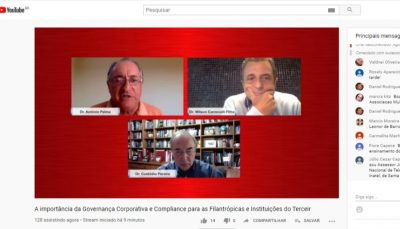 tela do youtube com palestrantes