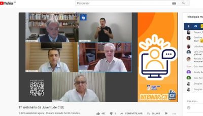 5 participantes do webinario ciee durante transmissão pelo Youtube