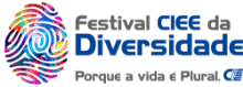 Logomarca do Festival CIEE da Diversidade, representado por uma impressão digital colorida e o texto Festival CIEE da Diversidade - Porque a vida é plural