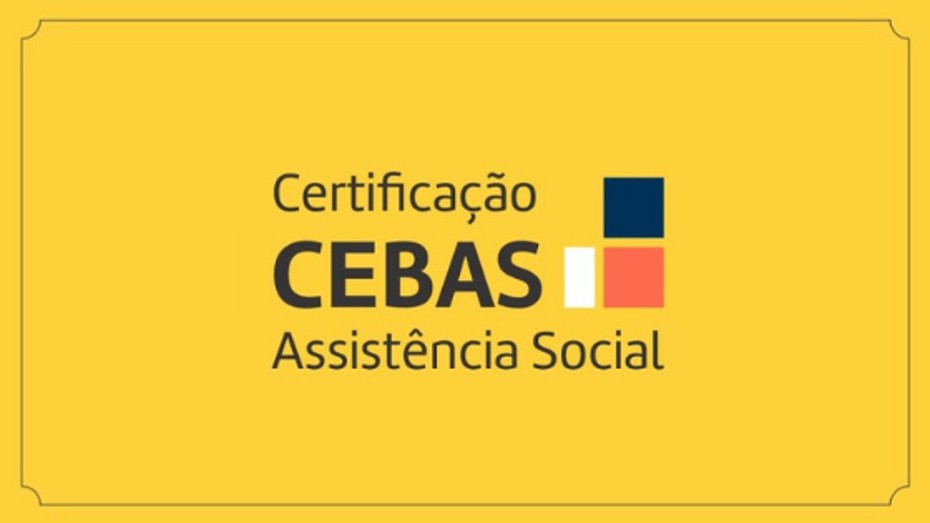 Logotipo Certificação CEBAS em fundo amarelo